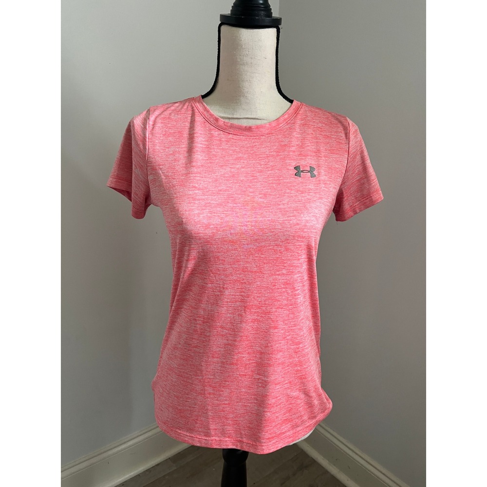 Under Armour HeatGear Tee Womens XS Pink Heather Space‎ Dye Short Sleeve T-Shirt